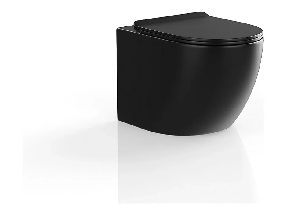 Vente-unique WC suspendu noir mat en céramique sans bride - JAVOINE