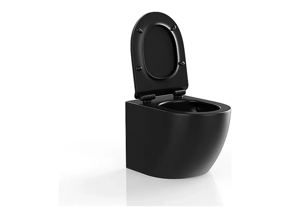 Vente-unique WC suspendu noir mat en céramique sans bride - JAVOINE