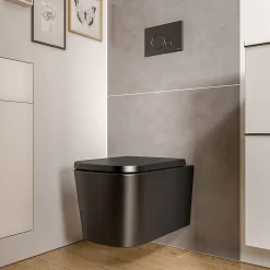 Bernstein WC suspendu Noir mat 36x52x36cm (LxPxH) sans rebord, abattant fermeture progressive + soft-close - LAVOA* Wc Suspendu