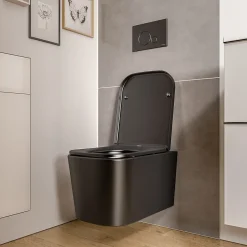 Bernstein WC suspendu Noir mat 36x52x36cm (LxPxH) sans rebord, abattant fermeture progressive + soft-close - LAVOA* Wc Suspendu
