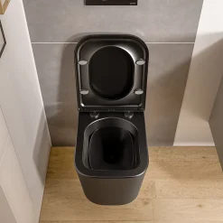 Bernstein WC suspendu Noir mat 36x52x36cm (LxPxH) sans rebord, abattant fermeture progressive + soft-close - LAVOA* Wc Suspendu