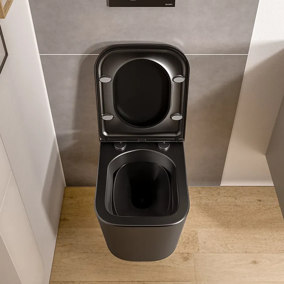 Bernstein WC suspendu Noir mat 36x52x36cm (LxPxH) sans rebord, abattant fermeture progressive + soft-close - LAVOA* Wc Suspendu