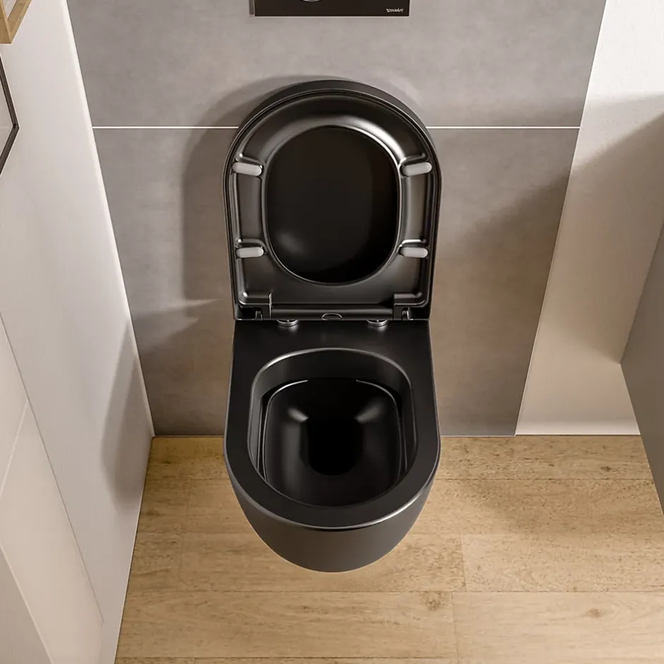 Bernstein WC suspendu Noir mat 36x53x36cm (LxPxH) sans rebord, abattant fermeture progressive + soft-close - VIREO