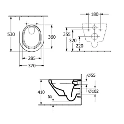 Villeroy & Boch WC suspendu sans bride VILLEROY ET BOCH Architectura Twistflush rond avec abattant* Wc Suspendu