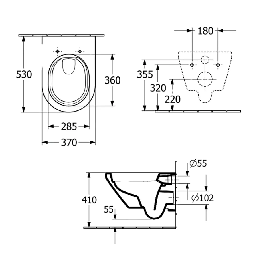 Villeroy & Boch WC suspendu sans bride VILLEROY ET BOCH Architectura Twistflush rond avec abattant* Wc Suspendu