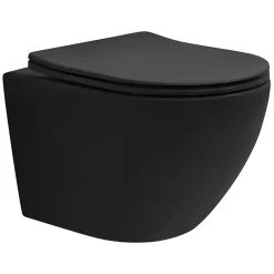 Luxebath WC suspendu sans rebord court nano-revêtement noir mat céramique SoftClose* Wc Suspendu