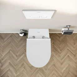 Duravit WC suspendu, Toilettes suspendues sans rebord avec abattant fermeture en douceur - 37,2x32x57,5cm - Blanc mat - DuraVento