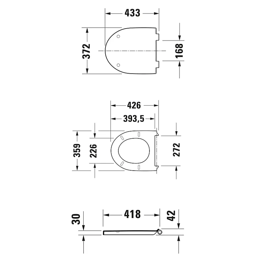Duravit WC suspendu, Toilettes suspendues sans rebord avec abattant fermeture en douceur - 37,2x32x57,5cm - Blanc mat - DuraVento