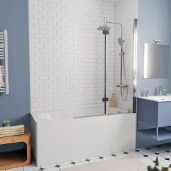 Kolo by Geberit 170x70 cm Ensemble baignoire Opal Plus universelle +Pare baignoire pliable, 2 volets chrome + pieds (XWP1270000-SETP2)