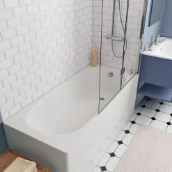 Kolo by Geberit 170x70 cm Ensemble baignoire Opal Plus universelle +Pare baignoire pliable, 2 volets chrome + pieds (XWP1270000-SETP2)