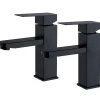 Homelody 2x Robinet Salle Bain Noir acier inoxidable avec Poignée Carrée Mitigeur lavabo Eau Froide Chaude Disponible Robinetterie