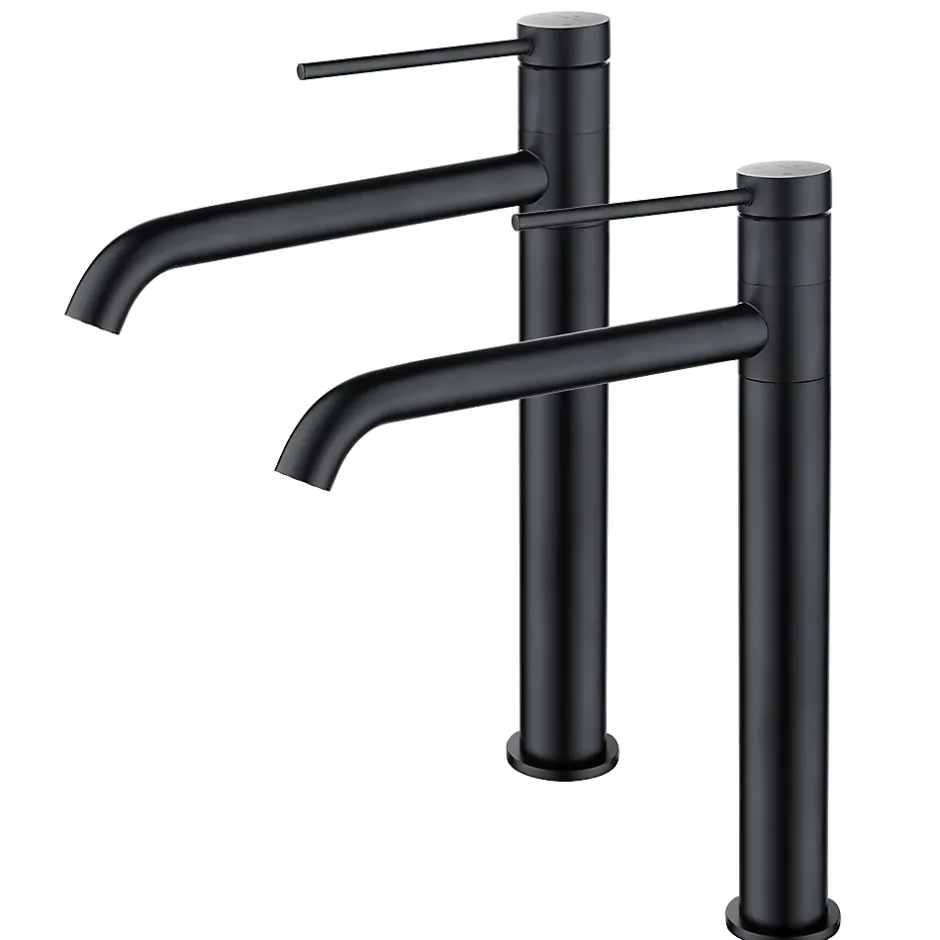 Homelody 2x Robinet Salle de Bain Haut Bec Pivotant Vasque Mitigeur de Lavabo Noir Mat Robinet en Inox SS304 pour Salle de Bain* Robinet Lavabo Et Vasque
