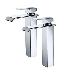 Homelody 2x Robinets Salle de Bain Cascade Mitigeurs de Lavabo Bec Haut Robinets de Lavabo Chromé Robinetteries pour Vasque Design Moderne
