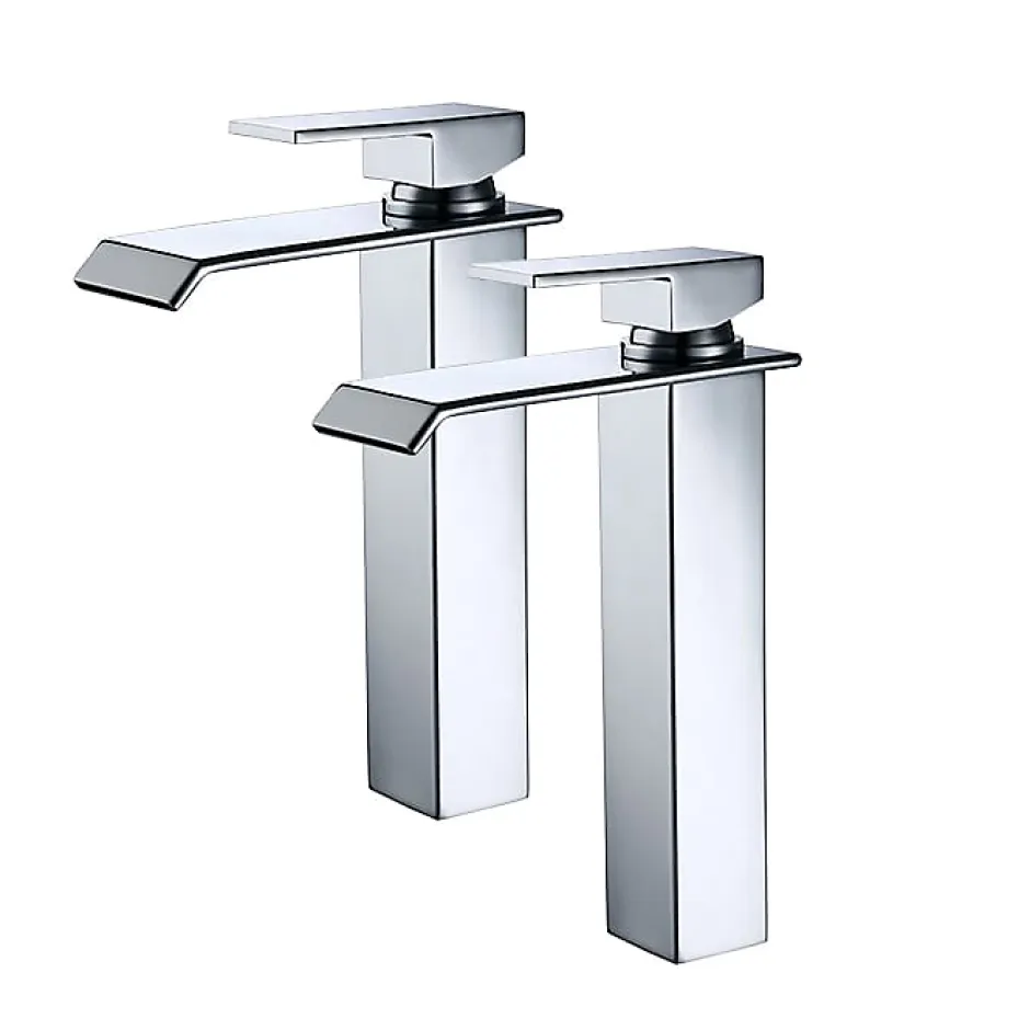 Homelody 2x Robinets Salle de Bain Cascade Mitigeurs de Lavabo Bec Haut Robinets de Lavabo Chromé Robinetteries pour Vasque Design Moderne