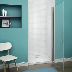 AICA Sanitaire 90x187cm Porte Pivotante Porte De Douche Paroi De Douche En Niche Verre Anticalcaire