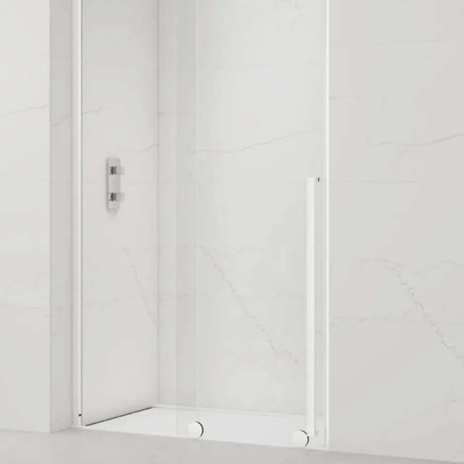 Swiss Aqua Technologies X-MOTION Porte de douche 110x200cm Coulissante, anticalcaire avec profilé blanc (SATBWIXM110NIKAB)