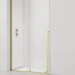 Swiss Aqua Technologies X-MOTION Porte de douche 120x200cm Coulissante, anticalcaire avec profilé Or brillant (SATBWIXM120NIKAZ)* Porte De Douche