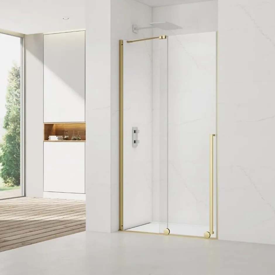 Swiss Aqua Technologies X-MOTION Porte de douche 110x200cm Coulissante, anticalcaire avec profilé Or brillant (SATBWIXM110NIKAZ)* Porte De Douche