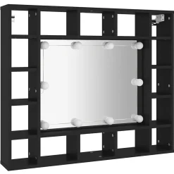 zmh Armoire à miroir à LED noir 91x15x76,5 cm* Meuble Wc