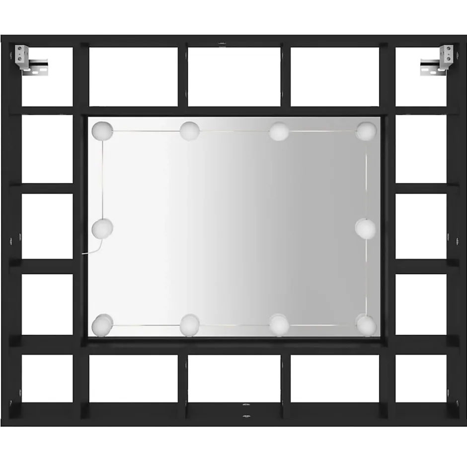 zmh Armoire à miroir à LED noir 91x15x76,5 cm* Meuble Wc