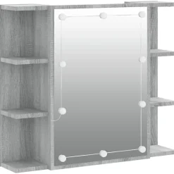 zmh Armoire à miroir avec LED Sonoma gris 70x16,5x60 cm* Meuble Wc