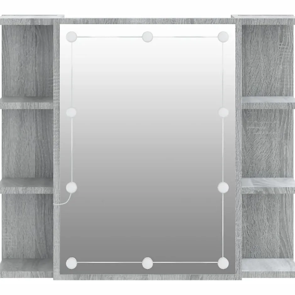 zmh Armoire à miroir avec LED Sonoma gris 70x16,5x60 cm* Meuble Wc