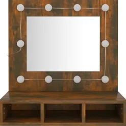 zmh Armoire à miroir avec LED Chêne fumé 60x31,5x62 cm* Meuble Wc