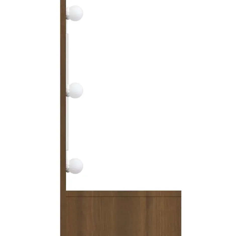 zmh Armoire à miroir avec LED Chêne marron 90x31,5x62 cm* Meuble Wc
