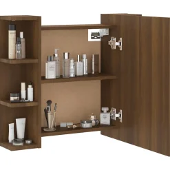 zmh Armoire à miroir avec LED Chêne marron 70x16,5x60 cm
