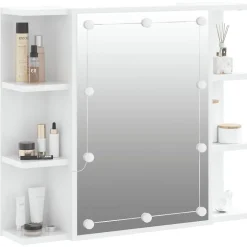zmh Armoire à miroir avec LED Blanc brillant 70x16,5x60 cm