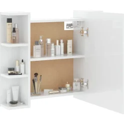 zmh Armoire à miroir avec LED Blanc brillant 70x16,5x60 cm