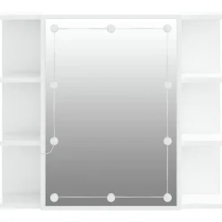 zmh Armoire à miroir avec LED Blanc brillant 70x16,5x60 cm