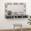 zmh Armoire à miroir avec LED Sonoma gris 90x31,5x62 cm