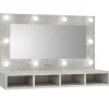zmh Armoire à miroir avec LED Gris béton 90x31,5x62 cm