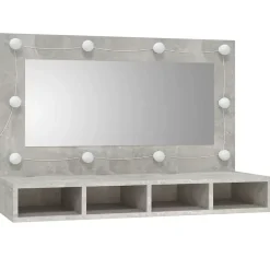 zmh Armoire à miroir avec LED Gris béton 90x31,5x62 cm