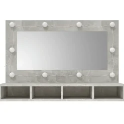 zmh Armoire à miroir avec LED Gris béton 90x31,5x62 cm