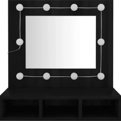 zmh Armoire à miroir avec LED noir 60x31,5x62 cm