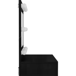 zmh Armoire à miroir avec LED noir 60x31,5x62 cm
