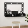 zmh Armoire à miroir avec LED noir 90x31,5x62 cm