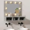 zmh Armoire à miroir avec LED Gris béton 60x31,5x62 cm* Meuble Wc