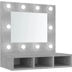 zmh Armoire à miroir avec LED Gris béton 60x31,5x62 cm* Meuble Wc