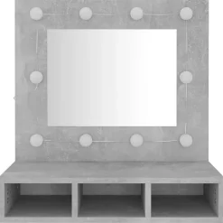 zmh Armoire à miroir avec LED Gris béton 60x31,5x62 cm* Meuble Wc