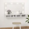 zmh Armoire à miroir avec LED Blanc brillant 90x31,5x62 cm* Meuble Wc