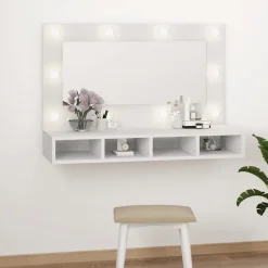 zmh Armoire à miroir avec LED blanc 90x31,5x62 cm* Meuble Wc