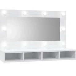 zmh Armoire à miroir avec LED blanc 90x31,5x62 cm* Meuble Wc