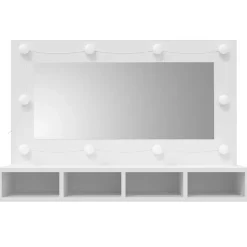 zmh Armoire à miroir avec LED blanc 90x31,5x62 cm* Meuble Wc