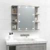 zmh Armoire à miroir avec LED Gris béton 70x16,5x60 cm* Meuble Wc