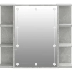 zmh Armoire à miroir avec LED Gris béton 70x16,5x60 cm* Meuble Wc