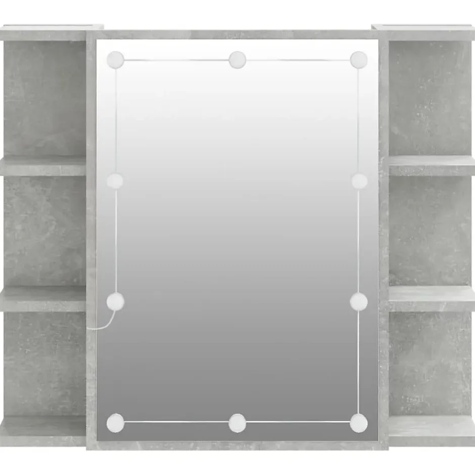zmh Armoire à miroir avec LED Gris béton 70x16,5x60 cm* Meuble Wc