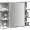 zmh Armoire à miroir de bain Gris béton 80x20,5x64 cm Aggloméré* Meuble Wc